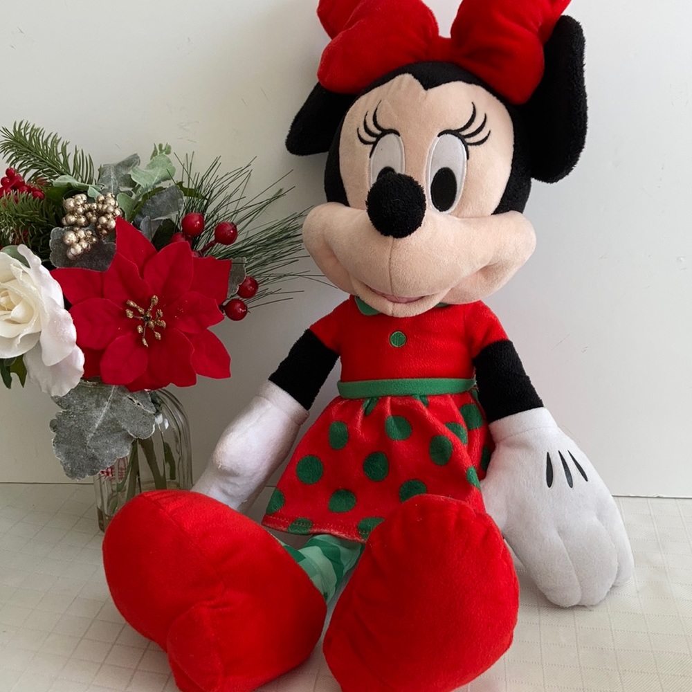 Disney Minnie Mouse Christmas plush toy decoration large red dress